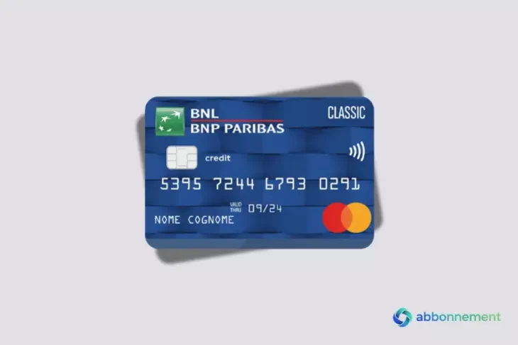 Carta di credito BNL Classic su sfondo chiaro con ombra leggera.