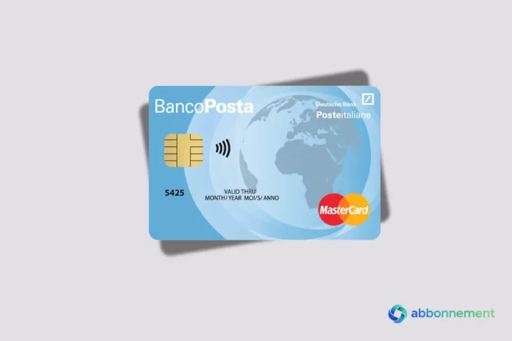 Carta Bancoposta Classica con design azzurro e globo sullo sfondo.