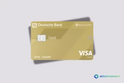 Carta di credito Deutsche Bank Gold Visa su sfondo chiaro con ombra morbida.