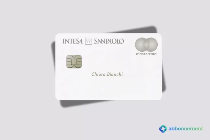 Carta Intesa Sanpaolo Exclusive su sfondo chiaro con ombra leggera.