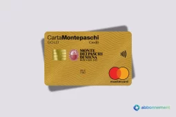 Carta Montepaschi Gold su sfondo chiaro con ombra morbida.