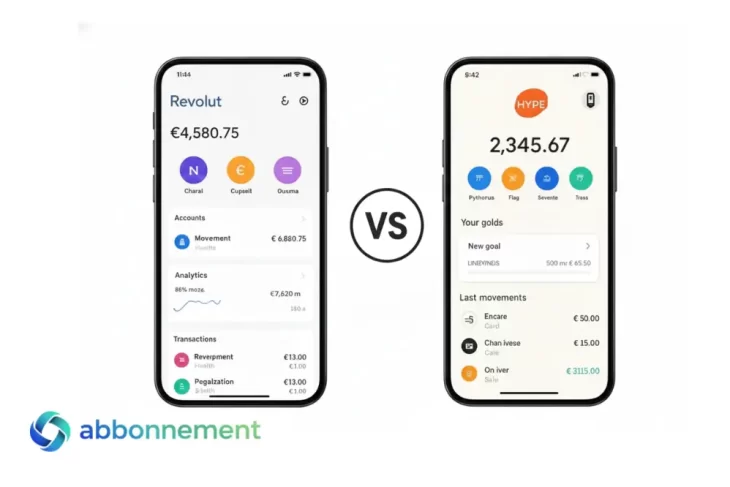 Schermata comparativa Revolut vs HYPE mostrata su due smartphone affiancati.