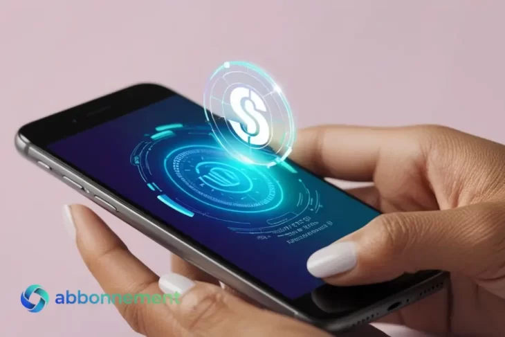 Mano usando un celular con interfaz digital y símbolo de dólar, aplicaciones de finanzas para manejar tu plata.