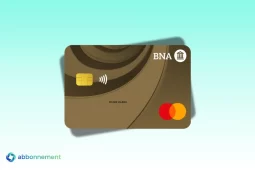 Tarjeta Mastercard Gold del Nación marrón con chip, logo del banco y marca Mastercard en primer plano.