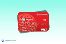 Tarjeta Mastercard del Santander roja con globo de países, chip e ícono contactless en primer plano.