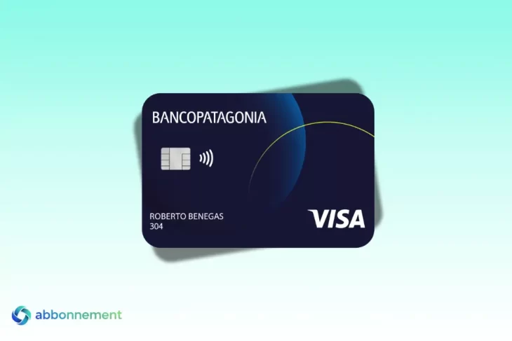 Tarjeta Visa Classic del Patagonia azul oscuro con chip, ícono contactless y detalles dorados.