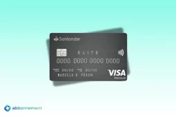 Tarjeta Visa Platinum del Santander negra con acabado cepillado, chip y marca Visa en primer plano.