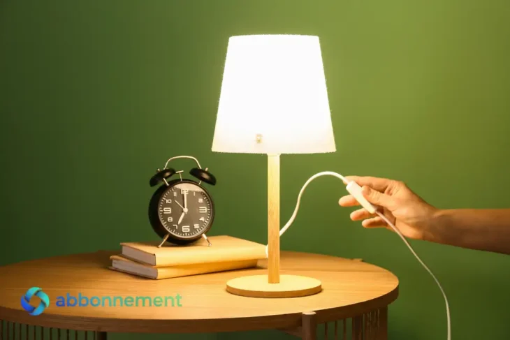 Lámpara encendida sobre mesa ilustrando el aumento de la luz